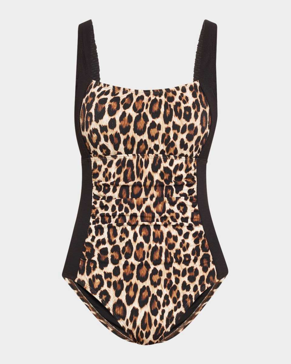 Island Cays Leopard Square-Neck One-Piece Swimsuit